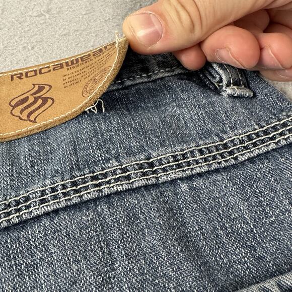 Rocawear Carpenter‎ Shorts Mens 36 Blue Denim Baggy Y2K Streetwear Hip Hop - Picture 11 of 16